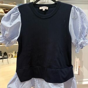 Women’s Nanette Lepore navy sweater with shirt attached size small NWT